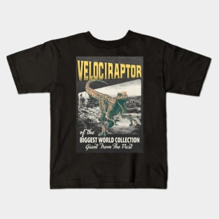 Velociraptor Retro Art - The Biggest World Collection / Giant From The Past Kids T-Shirt